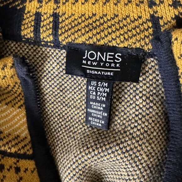 Jones New York Signature Dolman Sleeve Jacket Poncho Plaid Gold S M - Picture 9 of 11